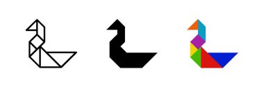 Ördek tangram ikonu. Su kuşu ya da yapboz tasarımları için ideal.