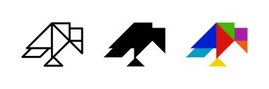 Karga tangram simgesi. Vahşi yaşam ve yapboz tasarımları için harika.