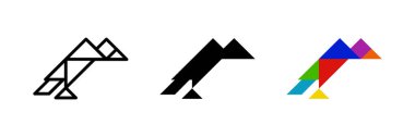 Akbaba tangram ikonu. Vahşi yaşam ve yapboz tasarımları için harika.