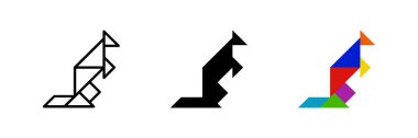 Kanguru tangram ikonu. Vahşi yaşam ya da bulmaca tasarımları için mükemmel.