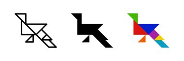 Tavuskuşu tangram simgesi. Kuş ya da yapboz tasarımları için harika.