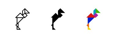 Heron tangram ikonu. Kuş veya yapboz tasarımları için mükemmel.