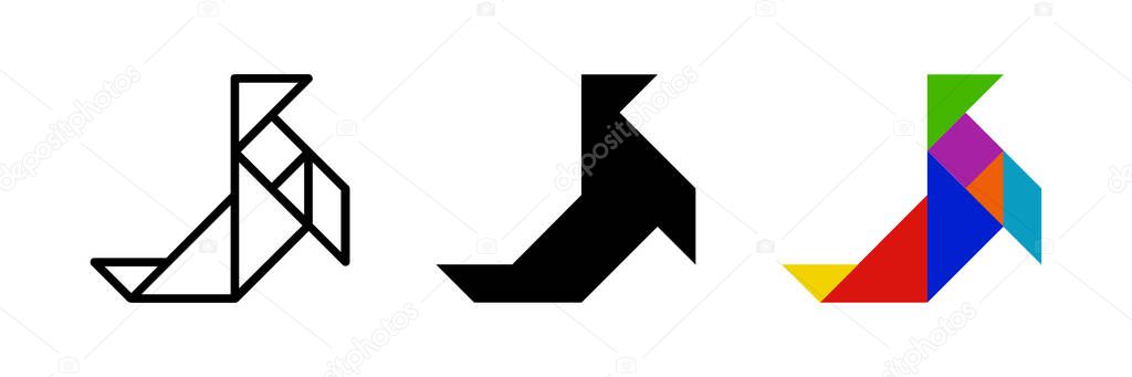 Sea lion tangram icon. Great for aquatic or puzzle designs.