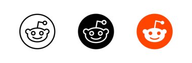 Reddit simgesi seti. Sosyal medya şablonları, dijital pazarlama tasarımları ve web sitesi arayüzleri için uygun. Tartışmanın, topluluğun ve paylaşımın sembolü. Jambi, Endonezya - Haziran 08, 2025