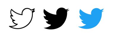Twitter simgesi ayarlandı. Sosyal medya şablonları, dijital pazarlama tasarımları ve web sitesi arayüzleri için uygun. Haberlerin, iletişimin ve ağ kurmanın sembolü. Jambi, Endonezya - Haziran 08, 2025