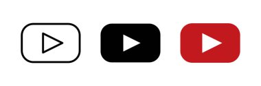 YouTube simgesi seti. Sosyal medya şablonları, dijital pazarlama tasarımları ve web sitesi arayüzleri için uygun. Video, eğlence ve içeriğin sembolü. Jambi, Endonezya - Haziran 08, 2025