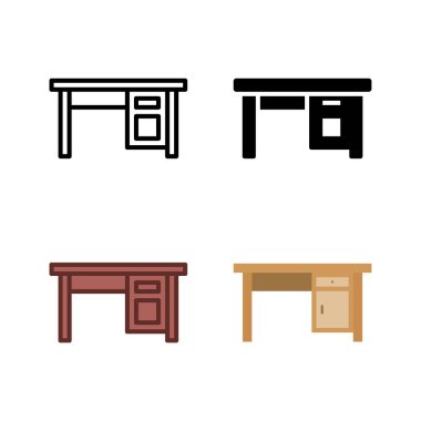 Çok yönlü masa simgeleri seti, ev ofisleri, çalışma alanları, çalışma alanları ve kurumsal ortamlar için ideal.
