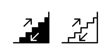 Bir merdiven ya da merdiven simgesi, navigasyon, bina erişimi, otel tesisleri ve acil çıkışlar için mükemmel..