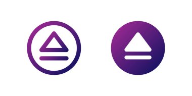 Açık Simge Seti 'ni çal. Dijital arayüzlerde oyunu veya açık fonksiyonları sembolize eden, sağa bakan bir üçgenin mor gradyan simgesi.