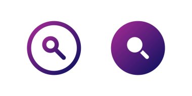 Büyüteç Simgesi Ara. Bir büyüteçin mor gradyan simgesi, genellikle uygulamalarda arama işlevleri için kullanılır.