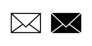 İleti Simgesi Ayarlandı. Metin iletişimini temsil eden bir ileti zarfının siyah simgesi.