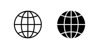 Web Simgesi Ayarlandı. Çevrimiçi iletişimi temsil eden siyah bir simge..