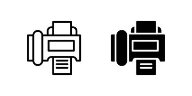 Simge Seti faksla. Belge iletimini temsil eden bir faks makinesinin siyah simgesi.