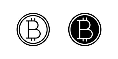 Modern düz tasarım tarzında klasik BTC sembolleri içeren profesyonel bitcoin kripto para birimi simgeleri, finansal uygulamalar ve kripto platformları için mükemmel