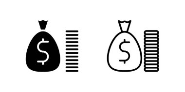 Zenginlik ve refah simgeleri, para çantaları ve maddi başarı ve sermaye toplama uygulamaları için birikmiş paralar içerir