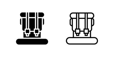 Yürüyüş, okul ve macera çizimleri için uygun sırt çantası simgesi seti