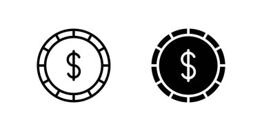 Para ile ilgili uygulamalar ve e-ticaret için para birimi sembolü ve sikkeleri gösteren dolar simgesi seti