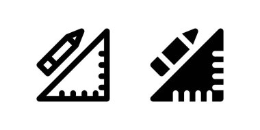 Çizim, marangozluk veya okul kullanımı için ölçüm aracını temsil eden cetvel simgesi seti.