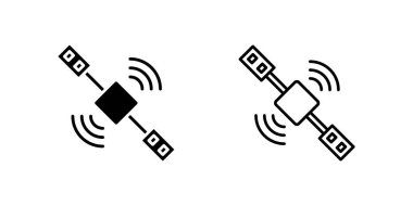Uydu simgesi kümesi uzay veya iletişim için yörünge aygıtı gösteriyor.