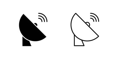 Sinyal iletimi veya yayın gösteren uydu anten simgesi.