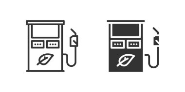 Benzin makinesi simgesi seti yakıt, enerji ve benzin istasyonunu temsil ediyor.