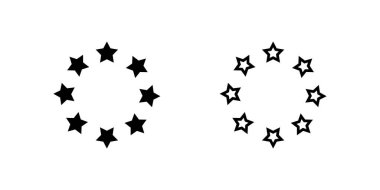 Avrupa Birliği 'ni, birliği ve işbirliğini temsil eden stilize edilmiş Avrupa yıldızı dairesel ikonu. Uluslararası temalar ve Avrupa kavramları için harika.