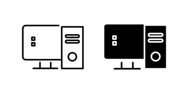 Teknoloji siteleri, yazılımlar ve dijital platformlar için şık kişisel bilgisayar simgesi seti ideal.