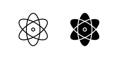 Soyut atom molekül ikonu seti bilim, fizik ve kimyayı sembolize eder. Araştırma, eğitim ve teknoloji temaları için mükemmel.