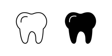 Diş sağlığı, insan anatomisi ve ağız bakımını temsil eden temel diş ikonu seti. Diş hekimliği, sağlık ve sağlık konuları için ideal.