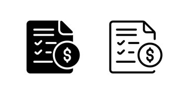 Bütçe planlama simgeleri listeler, para işaretleri ve finansal uygulamalar için idealdir