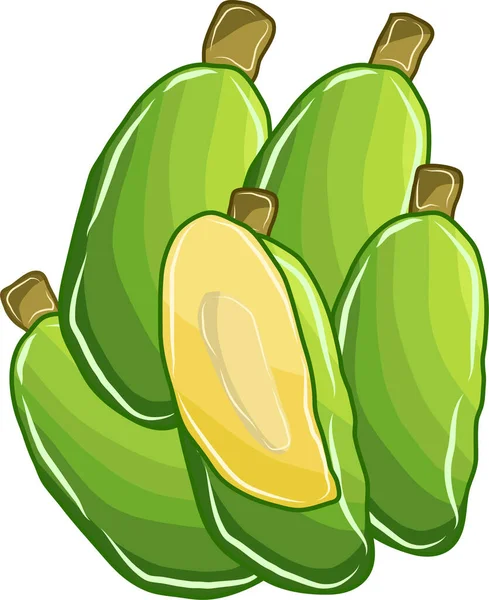 Wiele Zielonych Owoców Mango Razem — Wektor stockowy