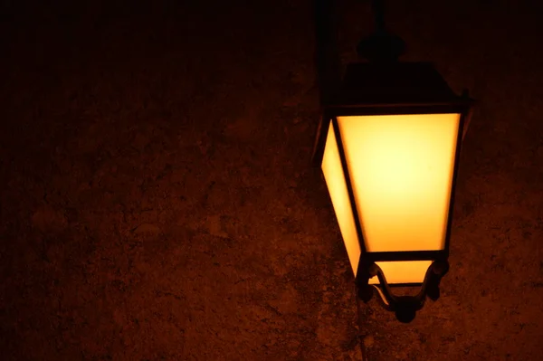 Closeup Street Lamp Night Deserted Street — Stock Photo, Image
