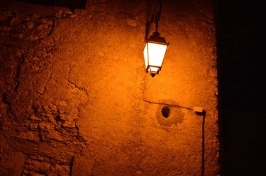 old vintage lantern in a night light.