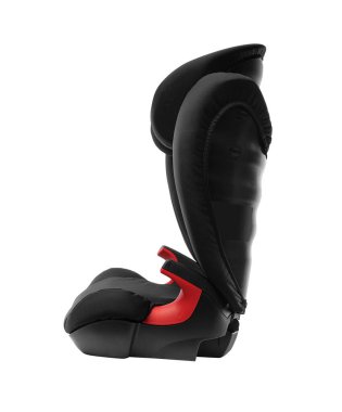 Beyaz arka planda siyah bebek koltuğu. Bebek Arabası Koltuğu beyazda izole edildi.