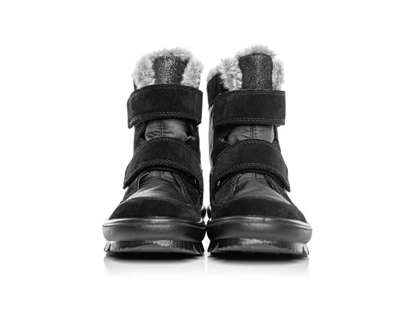Γυναικείες Μαύρες Μπότες Απομονωμένες Λευκό Φόντο — Φωτογραφία Αρχείου
