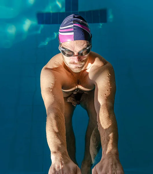 Swimmer Pool Male Athlete Engaged Swimming Sports Pool — Stock Photo, Image