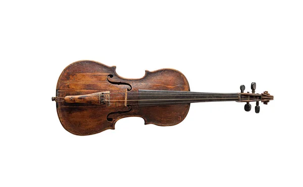 Violino Antigo Isolado Sobre Fundo Branco — Fotografia de Stock