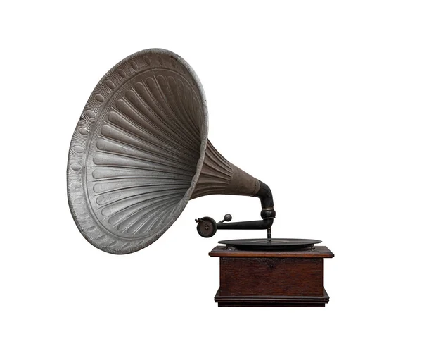 Vintage Gramophone Isolated White Background — Stock Photo, Image