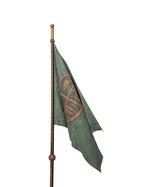 Stary Rycerz Flaga Odizolowany Czarnym Tle — Zdjęcie stockowe