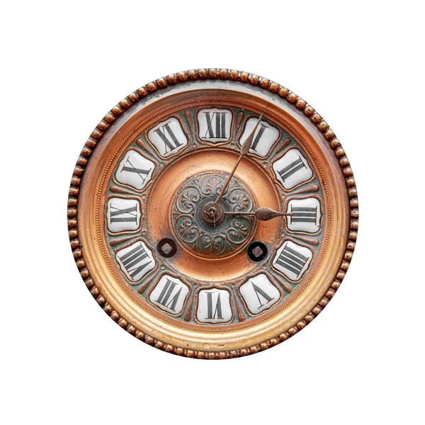 Gammal Vintage Runda Klocka Isolerad Vit Bakgrund — Stockfoto