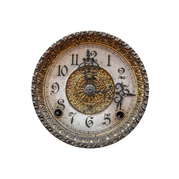 Alte Vintage Runde Uhr Isoliert Auf Weißem Hintergrund — Stockfoto