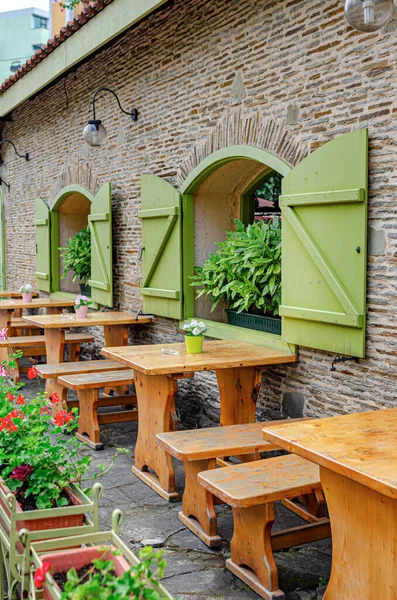 Terrasse Eines Straßencafés Oder Restaurants — Stockfoto