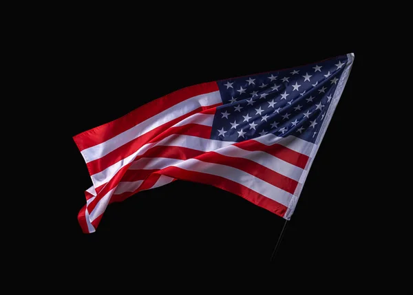 USA flag on a black background. American flag on black.