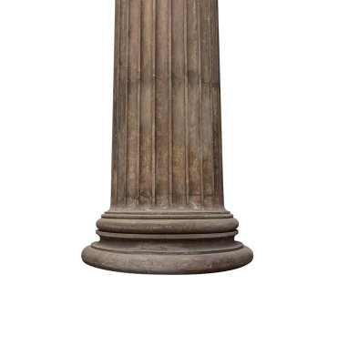 Beyaz bir arkaplanda izole edilmiş antika sütun.