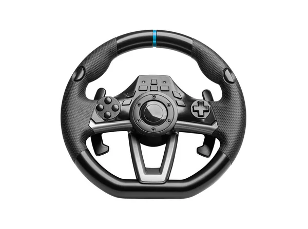 stock image Steering play wheel isolated. Racing wheel for computer driving simulator isolated on transparent or white background.