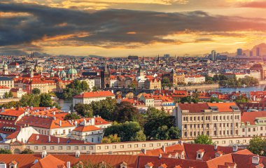 Prag 'ın Panorama' sı. Çek Cumhuriyeti, Prag. Prag 'ın Küçük Kasabası Panoraması.