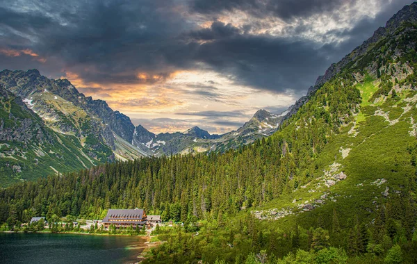 Vue Panoramique Pittoresque Sur Popradske Pleso Les Montagnes Tatra Slovaquie — Photo