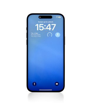 Uzhgorod, Ukrayna - 04 Mayıs 2023: Yeni Apple iPhone 14 Pro Max Space Black 'in beyaz arka planda stüdyo çekimi.