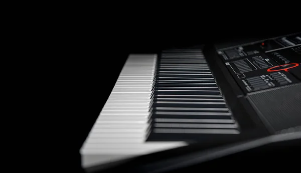 Tangentbord Synthesizer Mörk Bakgrund Elektriska Pianon Närbild — Stockfoto