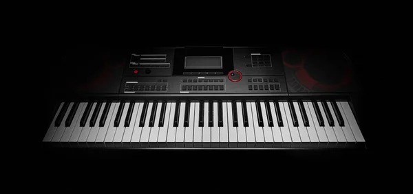 Синтезатор Клавиатуры Тёмном Фоне Электропианино Крупным Планом — стоковое фото